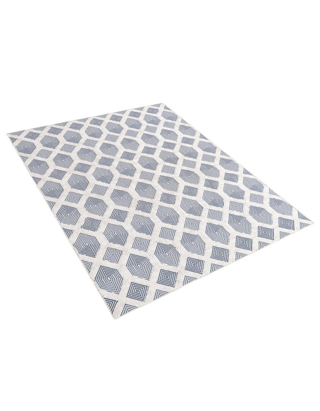 Navy Blue 6' 4 x 9' Sabrina Soto Casa Rectangle Area Rug 100% Cotton Geometric Pattern All Natural Material Eco Friendly Carpet for Sale at Rug Engine