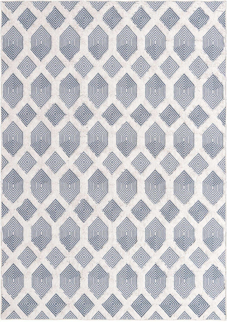Navy Blue 6' 4 x 9' Sabrina Soto Casa Rectangle Area Rug 100% Cotton Geometric Pattern All Natural Material Eco Friendly Carpet for Sale at Rug Engine