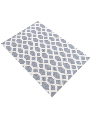 Navy Blue 5' 3 x 8' Sabrina Soto Casa Rectangle Area Rug 100% Cotton Geometric Pattern All Natural Material Eco Friendly Carpet for Sale at Rug Engine
