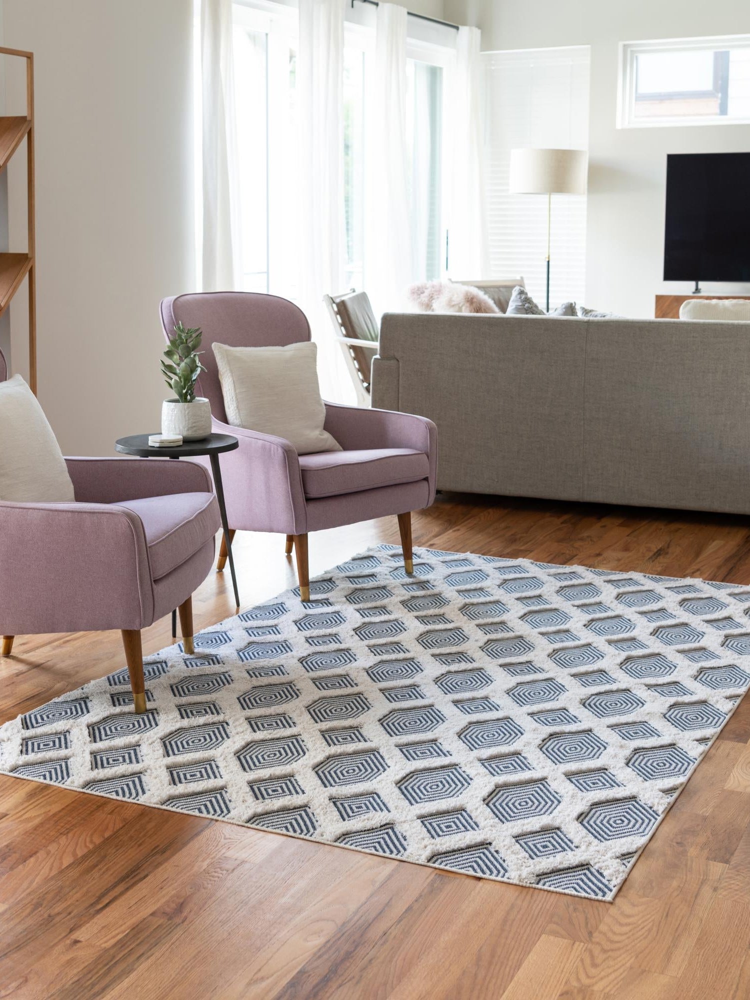 Navy Blue 1' 3 x 1' 4 Sabrina Soto Casa Sample Area Rug 100% Cotton Geometric Pattern All Natural Material Eco Friendly Carpet for Sale at Rug Engine