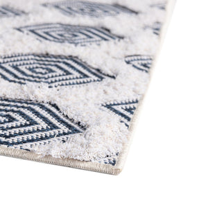 Navy Blue 4' 5 x 6' Sabrina Soto Casa Rectangle Area Rug 100% Cotton Geometric Pattern All Natural Material Eco Friendly Carpet for Sale at Rug Engine