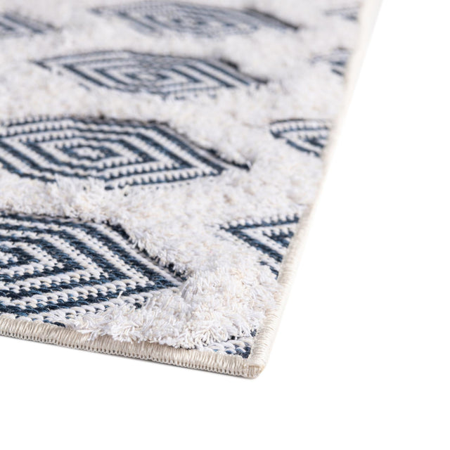 Navy Blue 4' 5 x 6' Sabrina Soto Casa Rectangle Area Rug 100% Cotton Geometric Pattern All Natural Material Eco Friendly Carpet for Sale at Rug Engine