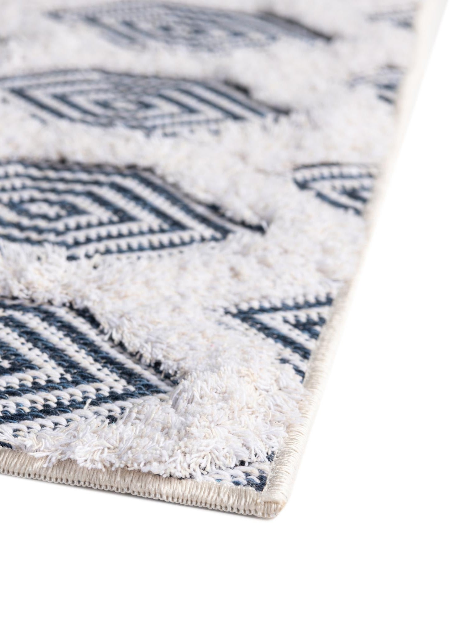 Navy Blue 8' 3 x 10' Sabrina Soto Casa Rectangle Area Rug 100% Cotton Geometric Pattern All Natural Material Eco Friendly Carpet for Sale at Rug Engine
