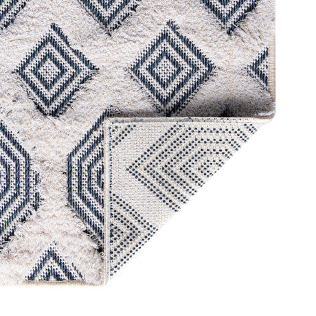 Navy Blue 5' 3 x 8' Sabrina Soto Casa Rectangle Area Rug 100% Cotton Geometric Pattern All Natural Material Eco Friendly Carpet for Sale at Rug Engine