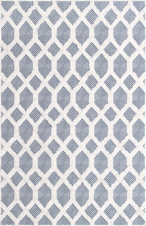 Navy Blue 5' 3 x 8' Sabrina Soto Casa Rectangle Area Rug 100% Cotton Geometric Pattern All Natural Material Eco Friendly Carpet for Sale at Rug Engine