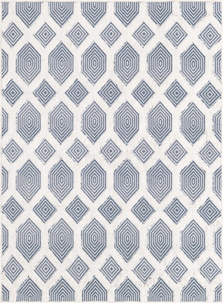 Navy Blue 4' 5 x 6' Sabrina Soto Casa Rectangle Area Rug 100% Cotton Geometric Pattern All Natural Material Eco Friendly Carpet for Sale at Rug Engine