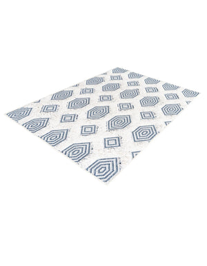 Navy Blue 2' 3 x 3' Sabrina Soto Casa Rectangle Area Rug 100% Cotton Geometric Pattern All Natural Material Eco Friendly Carpet for Sale at Rug Engine