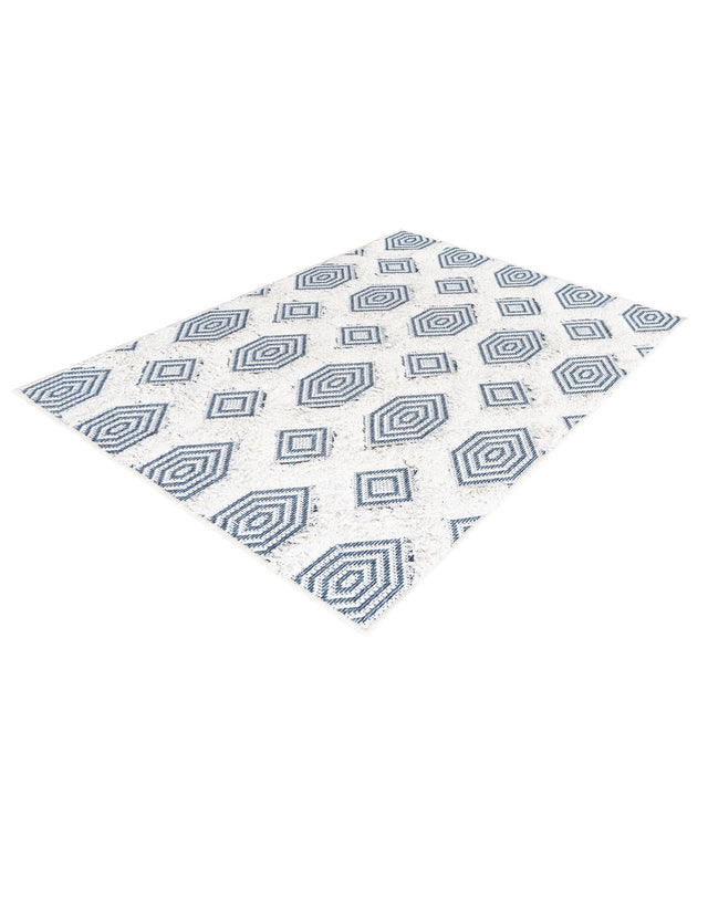 Navy Blue 2' 3 x 3' Sabrina Soto Casa Rectangle Area Rug 100% Cotton Geometric Pattern All Natural Material Eco Friendly Carpet for Sale at Rug Engine