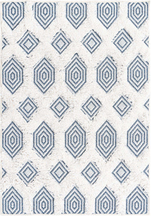 Navy Blue 2' 3 x 3' Sabrina Soto Casa Rectangle Area Rug 100% Cotton Geometric Pattern All Natural Material Eco Friendly Carpet for Sale at Rug Engine