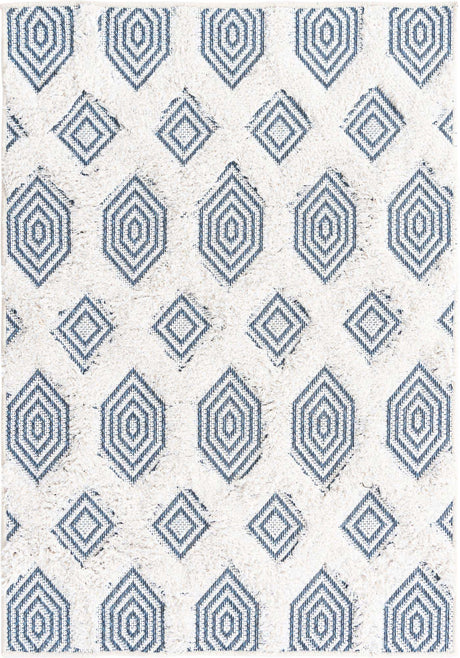 Navy Blue 2' 3 x 3' Sabrina Soto Casa Rectangle Area Rug 100% Cotton Geometric Pattern All Natural Material Eco Friendly Carpet for Sale at Rug Engine