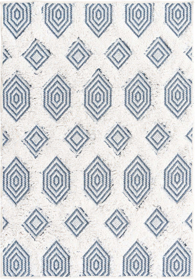 Navy Blue 2' 3 x 3' Sabrina Soto Casa Rectangle Area Rug 100% Cotton Geometric Pattern All Natural Material Eco Friendly Carpet for Sale at Rug Engine