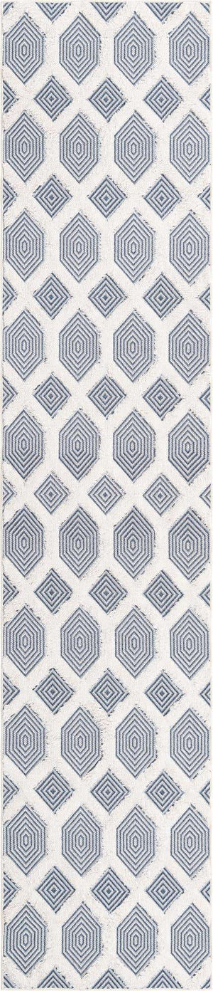 Navy Blue 2' 7 x 12' Sabrina Soto Casa Runner Area Rug 100% Cotton Geometric Pattern All Natural Material Eco Friendly Carpet for Sale at Rug Engine