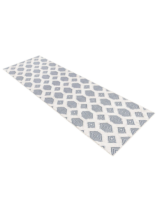 Navy Blue 2' 3 x 8' Sabrina Soto Casa Runner Area Rug 100% Cotton Geometric Pattern All Natural Material Eco Friendly Carpet for Sale at Rug Engine