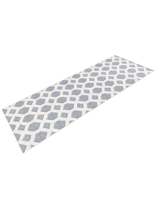 Navy Blue 2' 3 x 8' Sabrina Soto Casa Runner Area Rug 100% Cotton Geometric Pattern All Natural Material Eco Friendly Carpet for Sale at Rug Engine