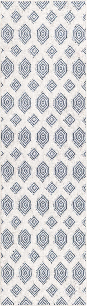 Navy Blue 2' 3 x 8' Sabrina Soto Casa Runner Area Rug 100% Cotton Geometric Pattern All Natural Material Eco Friendly Carpet for Sale at Rug Engine