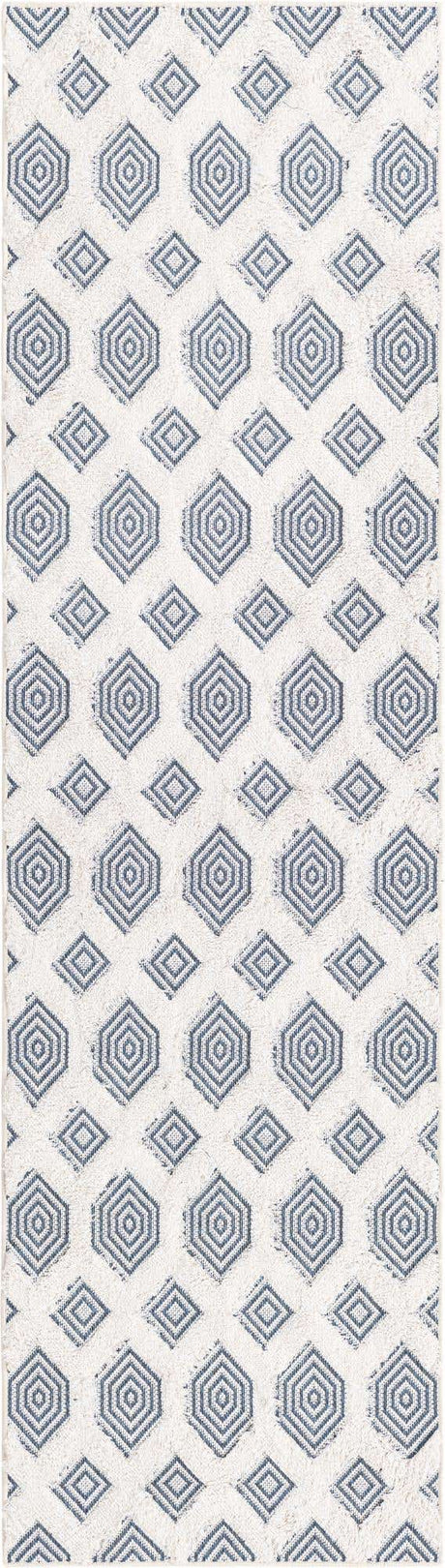 Navy Blue 2' 3 x 8' Sabrina Soto Casa Runner Area Rug 100% Cotton Geometric Pattern All Natural Material Eco Friendly Carpet for Sale at Rug Engine