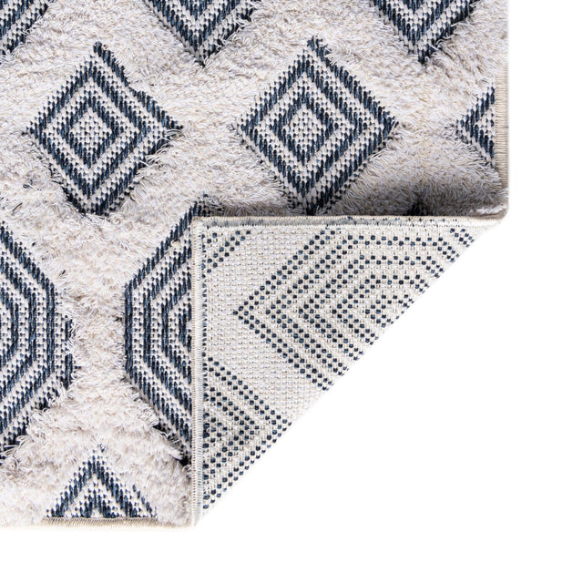 Navy Blue 2' 3 x 6' Sabrina Soto Casa Runner Area Rug 100% Cotton Geometric Pattern All Natural Material Eco Friendly Carpet for Sale at Rug Engine