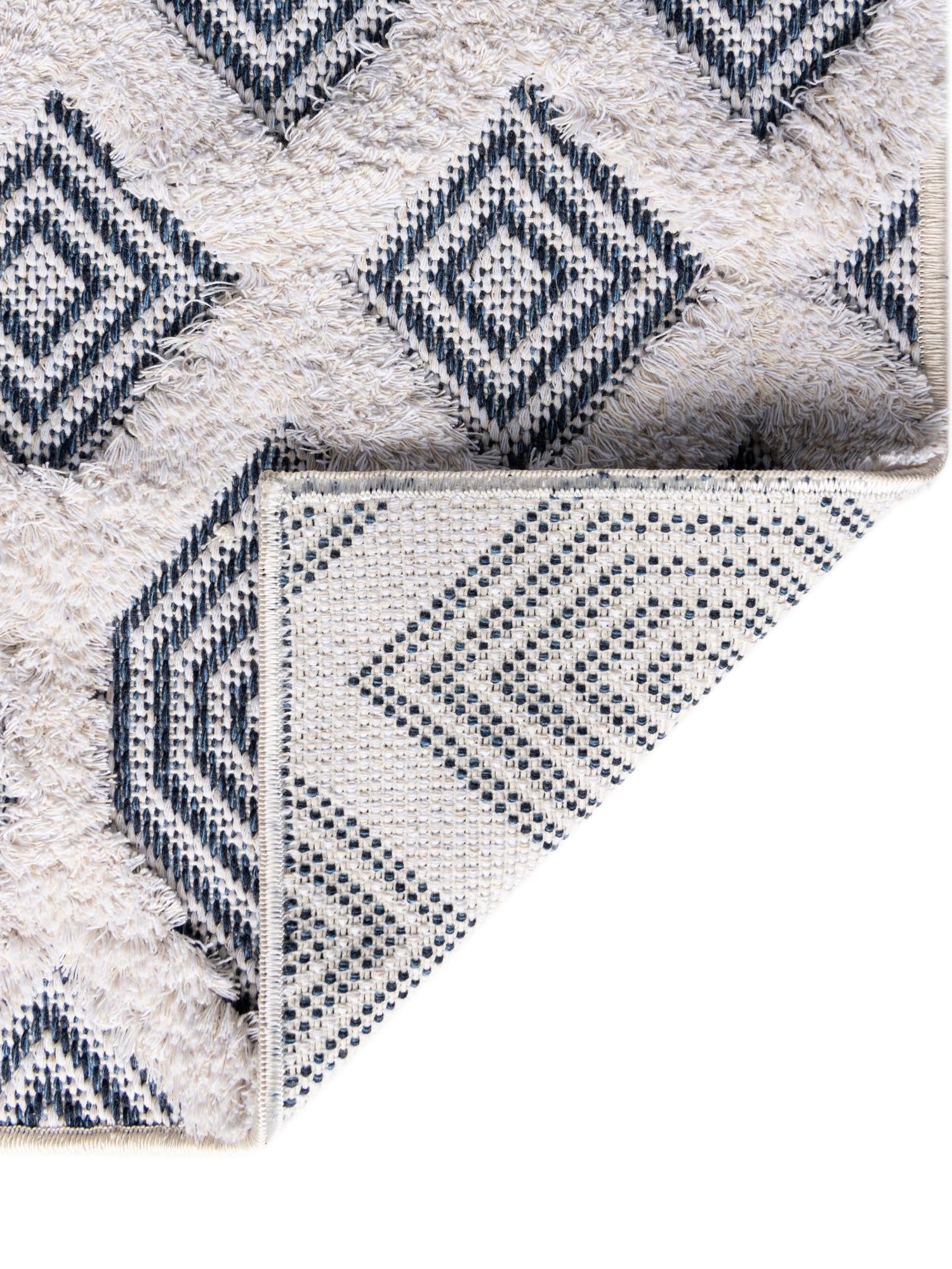 Navy Blue 2' 7 x 12' Sabrina Soto Casa Runner Area Rug 100% Cotton Geometric Pattern All Natural Material Eco Friendly Carpet for Sale at Rug Engine