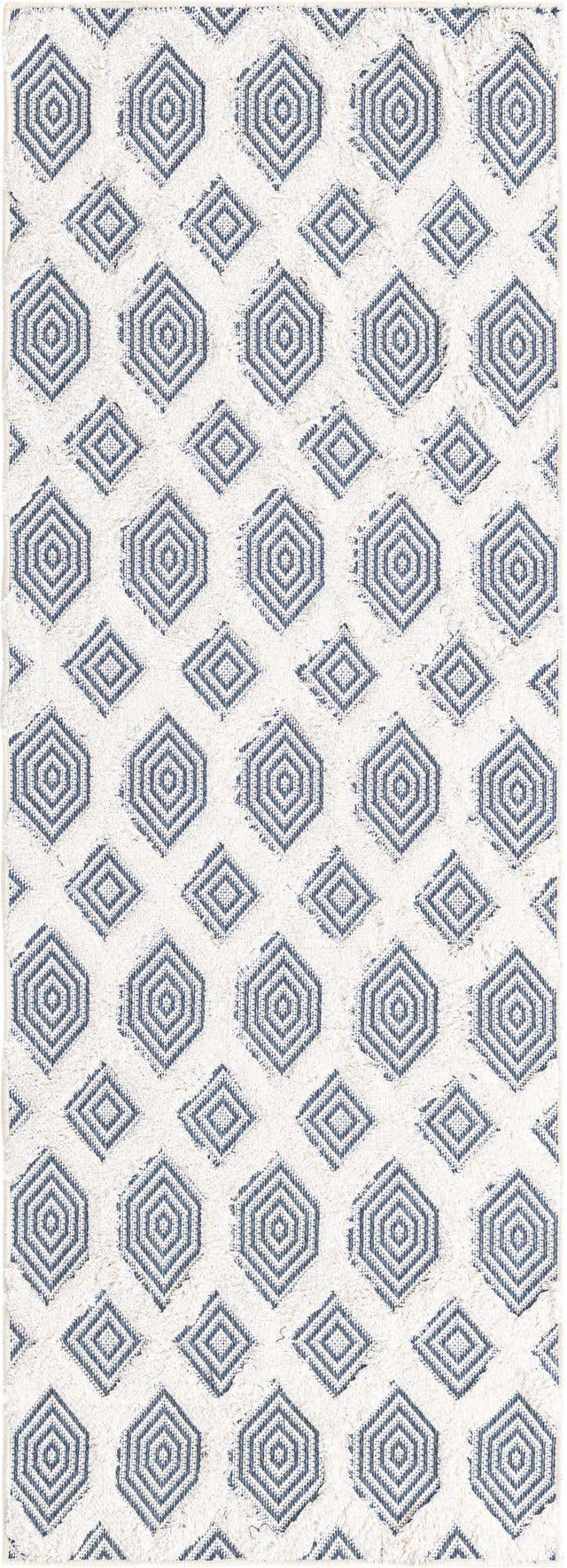 Navy Blue 2' 3 x 6' Sabrina Soto Casa Runner Area Rug 100% Cotton Geometric Pattern All Natural Material Eco Friendly Carpet for Sale at Rug Engine