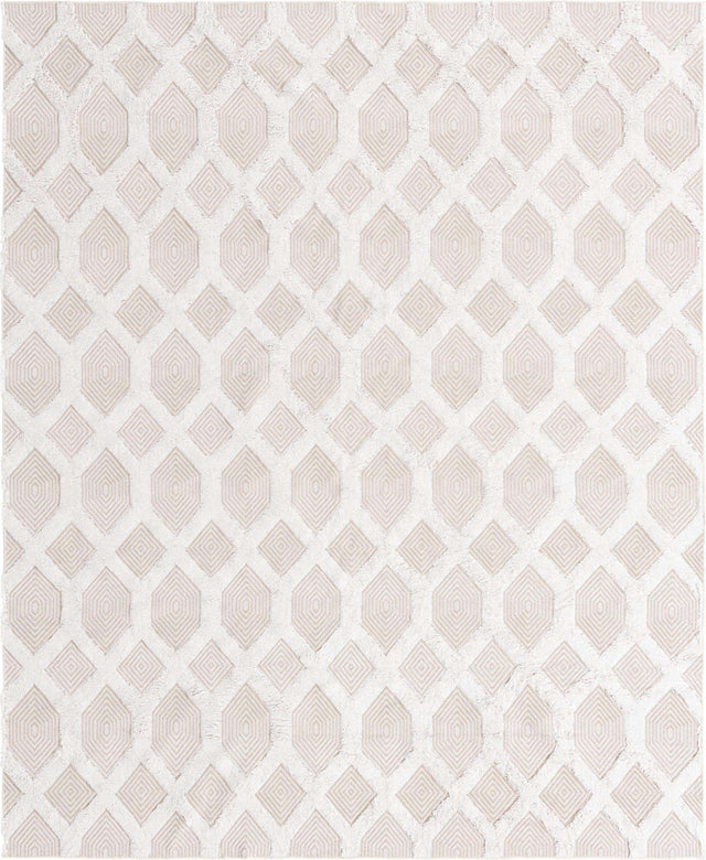 Beige 8' 3 x 10' Sabrina Soto Casa Rectangle Area Rug 100% Cotton Geometric Pattern All Natural Material Eco Friendly Carpet for Sale at Rug Engine