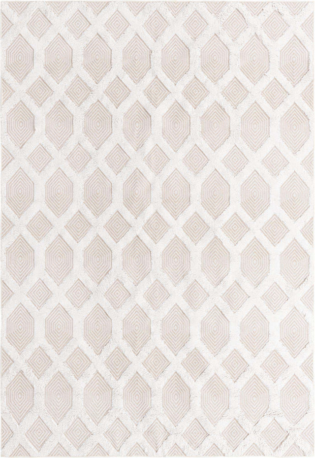 Beige 6' 4 x 9' Sabrina Soto Casa Rectangle Area Rug 100% Cotton Geometric Pattern All Natural Material Eco Friendly Carpet for Sale at Rug Engine