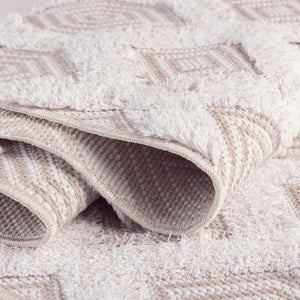 Beige 9' 10 x 12' Sabrina Soto Casa Rectangle Area Rug 100% Cotton Geometric Pattern All Natural Material Eco Friendly Carpet for Sale at Rug Engine