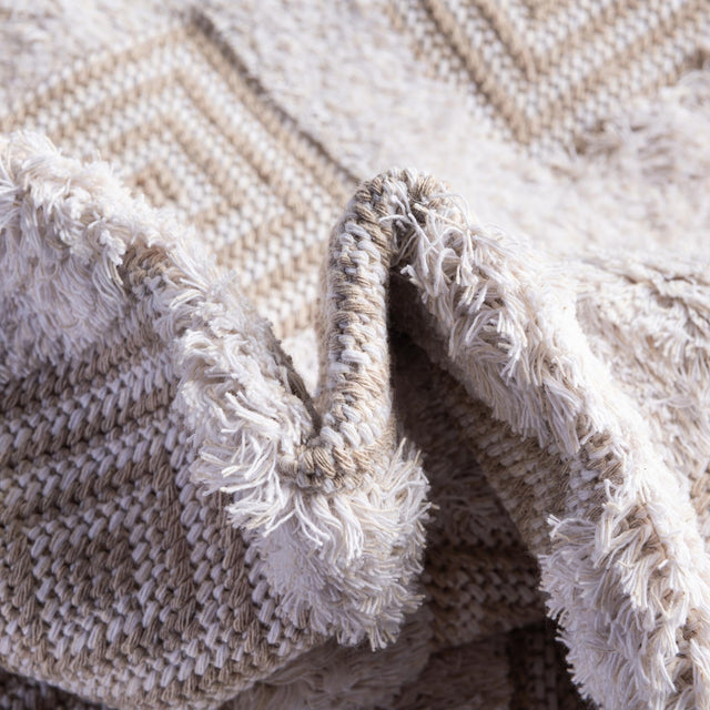 Beige 9' 10 x 12' Sabrina Soto Casa Rectangle Area Rug 100% Cotton Geometric Pattern All Natural Material Eco Friendly Carpet for Sale at Rug Engine