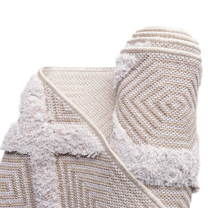 Beige 9' 10 x 12' Sabrina Soto Casa Rectangle Area Rug 100% Cotton Geometric Pattern All Natural Material Eco Friendly Carpet for Sale at Rug Engine