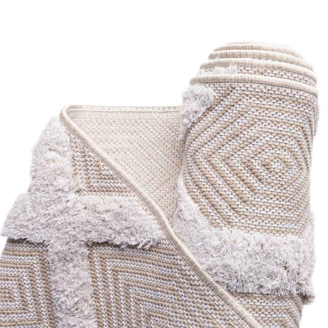 Beige 9' 10 x 12' Sabrina Soto Casa Rectangle Area Rug 100% Cotton Geometric Pattern All Natural Material Eco Friendly Carpet for Sale at Rug Engine