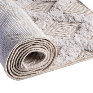 Beige 9' 10 x 12' Sabrina Soto Casa Rectangle Area Rug 100% Cotton Geometric Pattern All Natural Material Eco Friendly Carpet for Sale at Rug Engine