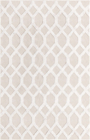 Beige 5' 3 x 8' Sabrina Soto Casa Rectangle Area Rug 100% Cotton Geometric Pattern All Natural Material Eco Friendly Carpet for Sale at Rug Engine