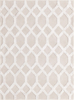 Beige 4' 5 x 6' Sabrina Soto Casa Rectangle Area Rug 100% Cotton Geometric Pattern All Natural Material Eco Friendly Carpet for Sale at Rug Engine