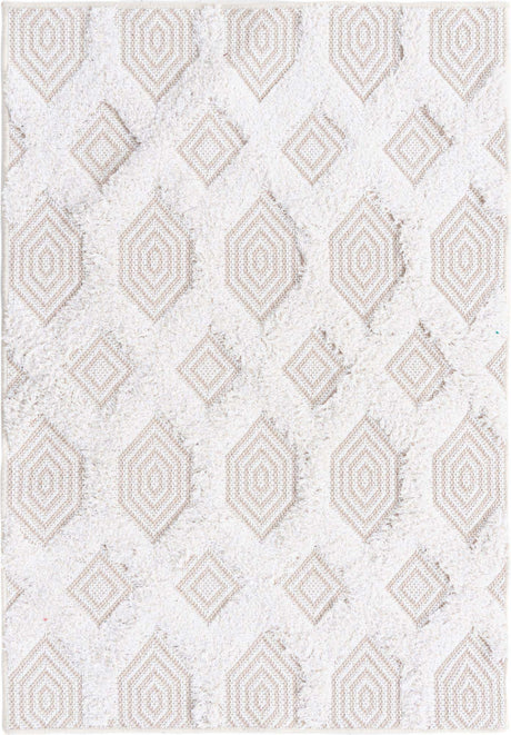 Beige 2' 3 x 3' Sabrina Soto Casa Rectangle Area Rug 100% Cotton Geometric Pattern All Natural Material Eco Friendly Carpet for Sale at Rug Engine