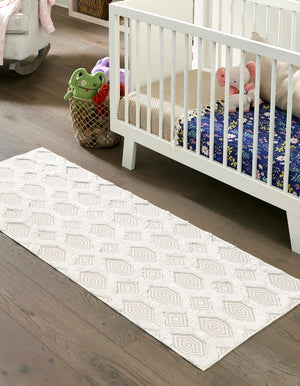 Beige 2' 3 x 8' Sabrina Soto Casa Runner Area Rug 100% Cotton Geometric Pattern All Natural Material Eco Friendly Carpet for Sale at Rug Engine