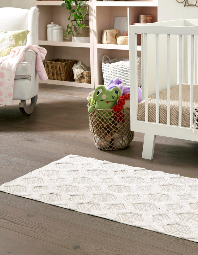 Beige 2' 3 x 8' Sabrina Soto Casa Runner Area Rug 100% Cotton Geometric Pattern All Natural Material Eco Friendly Carpet for Sale at Rug Engine