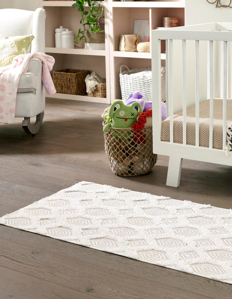 Beige 2' 7 x 12' Sabrina Soto Casa Runner Area Rug 100% Cotton Geometric Pattern All Natural Material Eco Friendly Carpet for Sale at Rug Engine