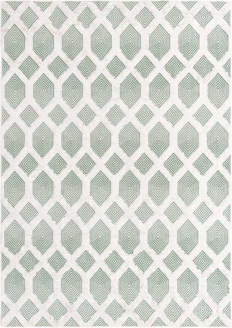 Green 6' 4 x 9' Sabrina Soto Casa Rectangle Area Rug 100% Cotton Geometric Pattern All Natural Material Eco Friendly Carpet for Sale at Rug Engine