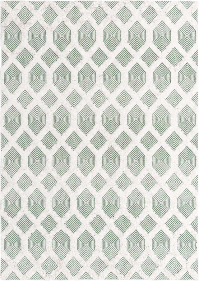 Green 6' 4 x 9' Sabrina Soto Casa Rectangle Area Rug 100% Cotton Geometric Pattern All Natural Material Eco Friendly Carpet for Sale at Rug Engine