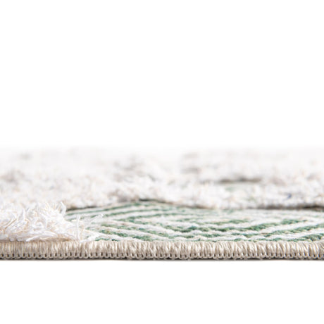Green 6' 4 x 9' Sabrina Soto Casa Rectangle Area Rug 100% Cotton Geometric Pattern All Natural Material Eco Friendly Carpet for Sale at Rug Engine