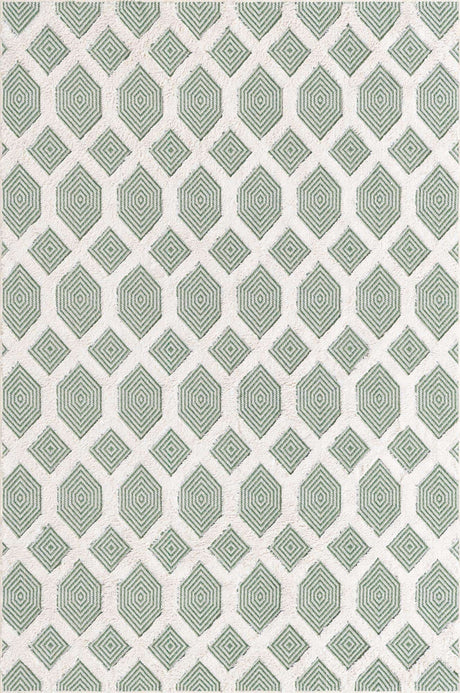 Green 5' 3 x 8' Sabrina Soto Casa Rectangle Area Rug 100% Cotton Geometric Pattern All Natural Material Eco Friendly Carpet for Sale at Rug Engine