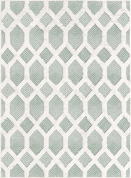 Green 4' 5 x 6' Sabrina Soto Casa Rectangle Area Rug 100% Cotton Geometric Pattern All Natural Material Eco Friendly Carpet for Sale at Rug Engine