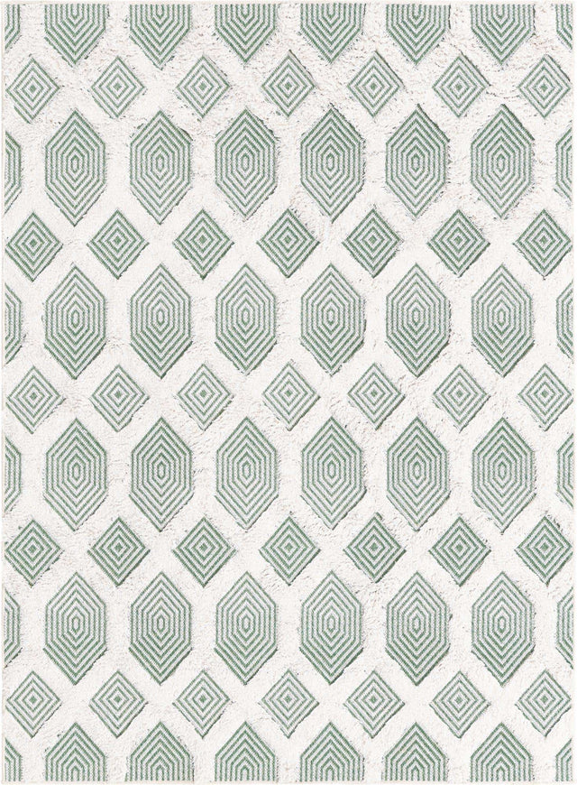 Green 4' 5 x 6' Sabrina Soto Casa Rectangle Area Rug 100% Cotton Geometric Pattern All Natural Material Eco Friendly Carpet for Sale at Rug Engine
