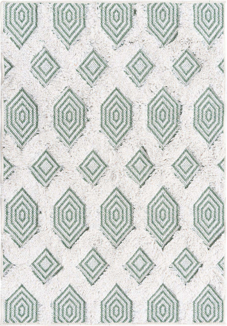 Green 2' 3 x 3' Sabrina Soto Casa Rectangle Area Rug 100% Cotton Geometric Pattern All Natural Material Eco Friendly Carpet for Sale at Rug Engine