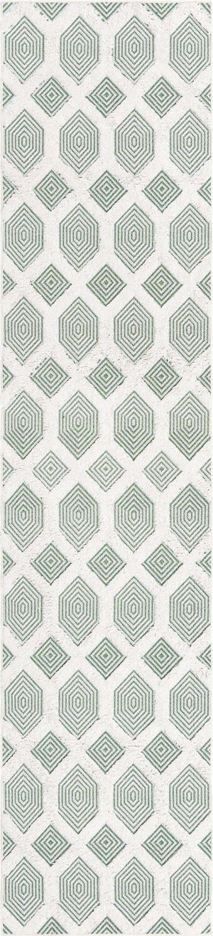 Green 2' 7 x 12' Sabrina Soto Casa Runner Area Rug 100% Cotton Geometric Pattern All Natural Material Eco Friendly Carpet for Sale at Rug Engine