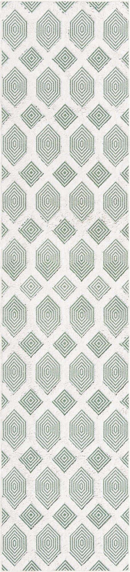Green 2' 7 x 12' Sabrina Soto Casa Runner Area Rug 100% Cotton Geometric Pattern All Natural Material Eco Friendly Carpet for Sale at Rug Engine