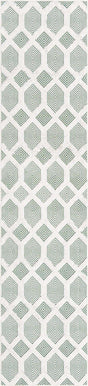 Green 2' 7 x 12' Sabrina Soto Casa Runner Area Rug 100% Cotton Geometric Pattern All Natural Material Eco Friendly Carpet for Sale at Rug Engine