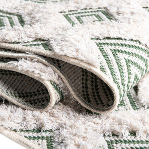 Green 2' 7 x 12' Sabrina Soto Casa Runner Area Rug 100% Cotton Geometric Pattern All Natural Material Eco Friendly Carpet for Sale at Rug Engine