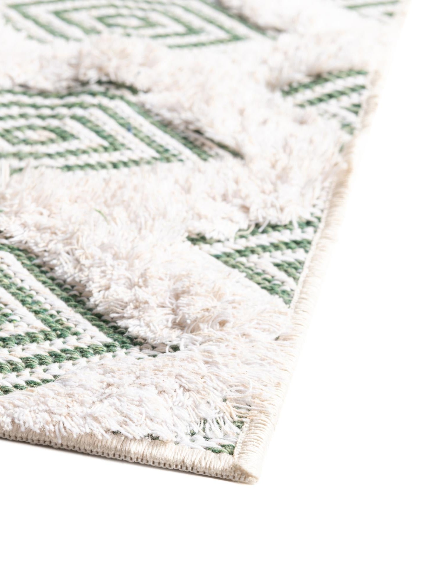 Green 2' 7 x 12' Sabrina Soto Casa Runner Area Rug 100% Cotton Geometric Pattern All Natural Material Eco Friendly Carpet for Sale at Rug Engine