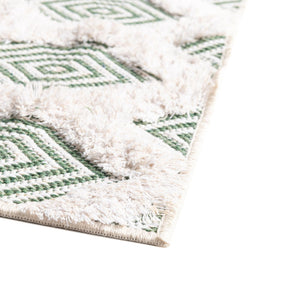 Green 2' 7 x 12' Sabrina Soto Casa Runner Area Rug 100% Cotton Geometric Pattern All Natural Material Eco Friendly Carpet for Sale at Rug Engine