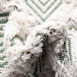 Green 2' 7 x 12' Sabrina Soto Casa Runner Area Rug 100% Cotton Geometric Pattern All Natural Material Eco Friendly Carpet for Sale at Rug Engine